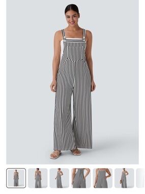 HALARA NWT overalls Striped Wide-Leg Jumpsuit - Black/White